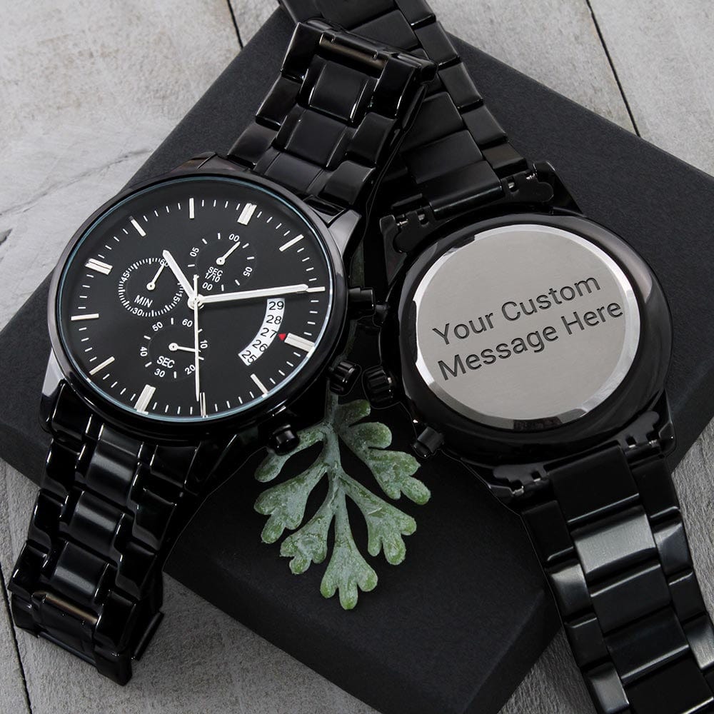 Make It Yours with a Black Chronograph Watch - A sophisticated and versatile watch that you can personalize!