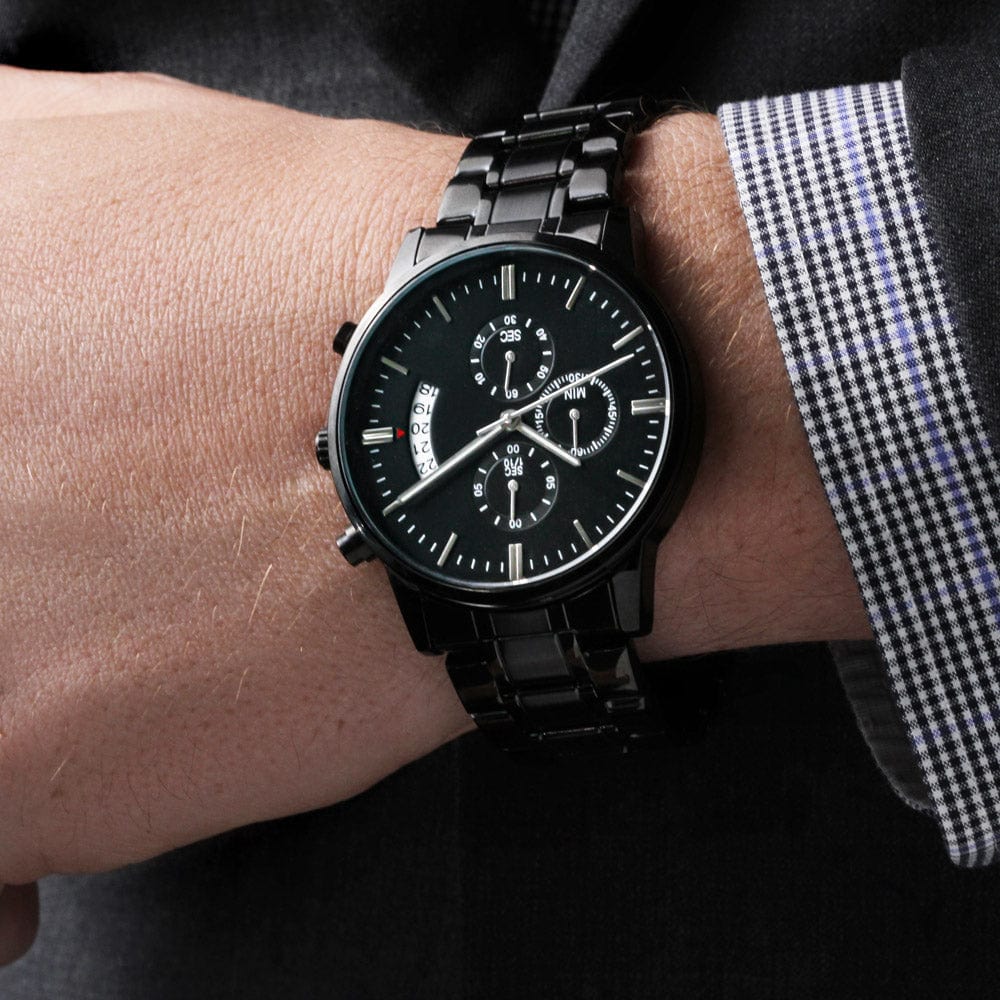 Make It Yours with a Black Chronograph Watch - A sophisticated and versatile watch that you can personalize!