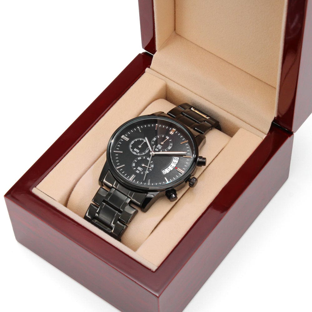 Make It Yours with a Black Chronograph Watch - A sophisticated and versatile watch that you can personalize!