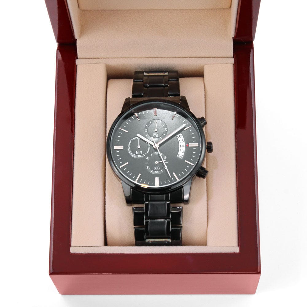 Make It Yours with a Black Chronograph Watch - A sophisticated and versatile watch that you can personalize!