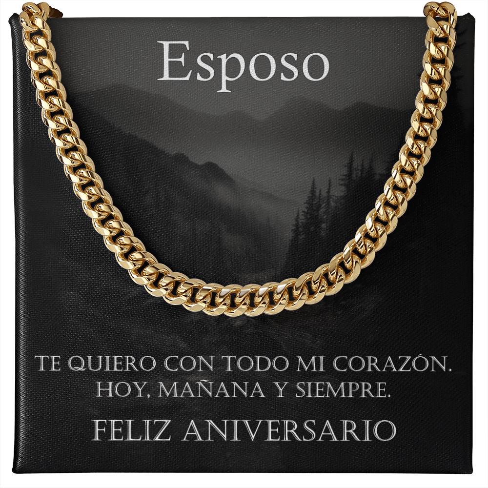 Regale amor y estilo con esta Cadena Cubana ajustable, ¡El regalo perfecto para tu esposo para tu aniversario!