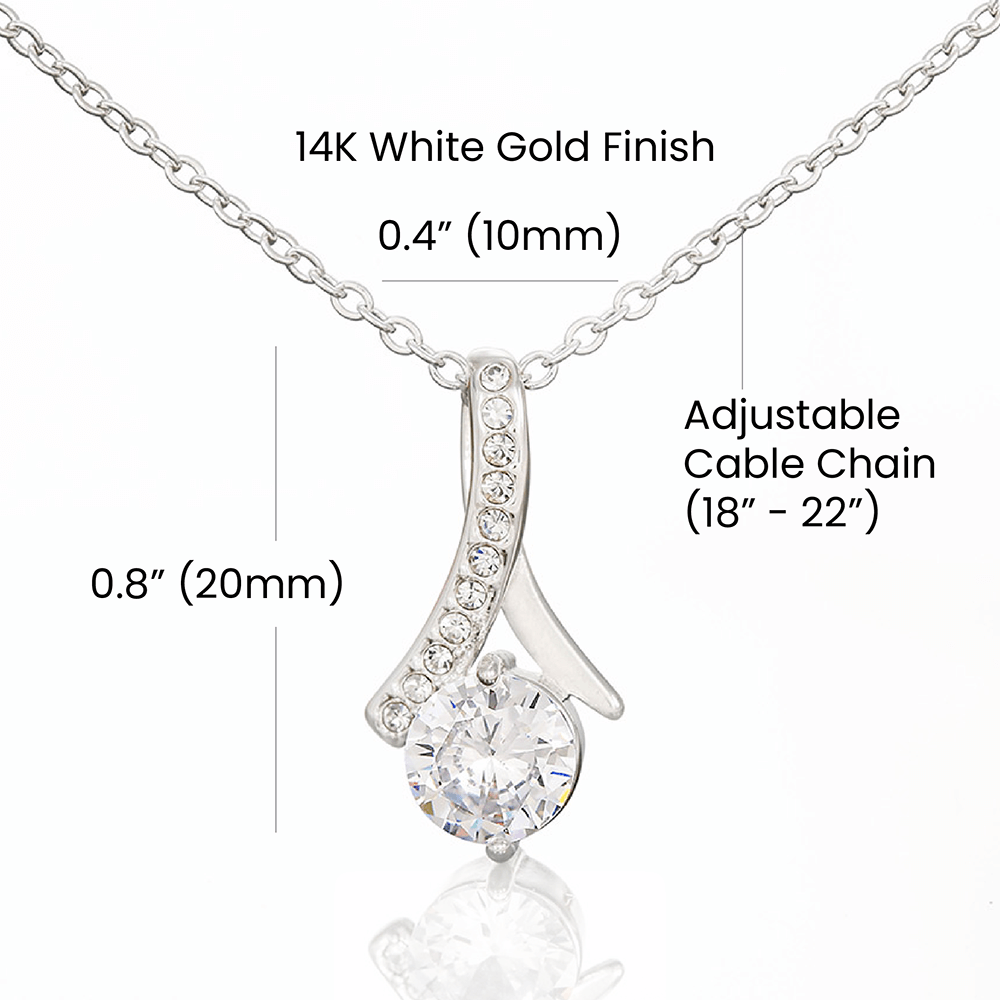 To My Wife Necklace With Message Card, 14k White Gold Alluring Beauty Necklace, Gifts For Her