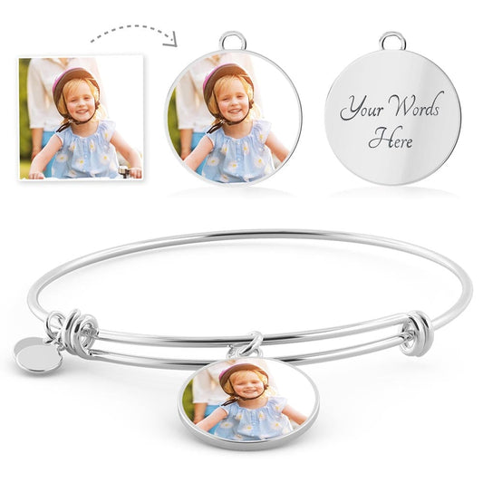 Capture Your Memories with a Photo Circle Charm Bangle - Upload your own photo and create a lasting keepsake